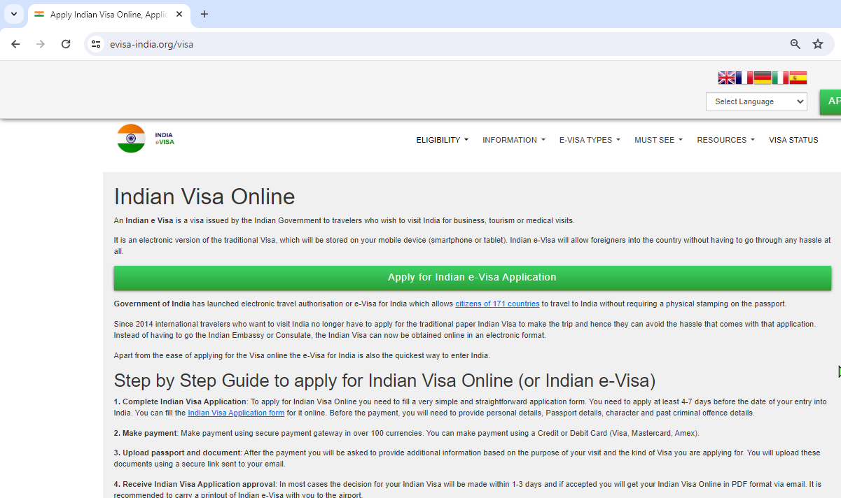 FOR ITALIAN AND FRENCH CITIZENS – INDIAN Official Indian Vis