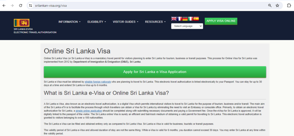 FOR BRAZILIAN CITIZENS -SRILANKA Sri Lankan Visa Online App