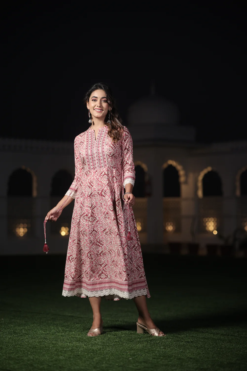 How to style Pastel Pink Anarkali at a wedding in India