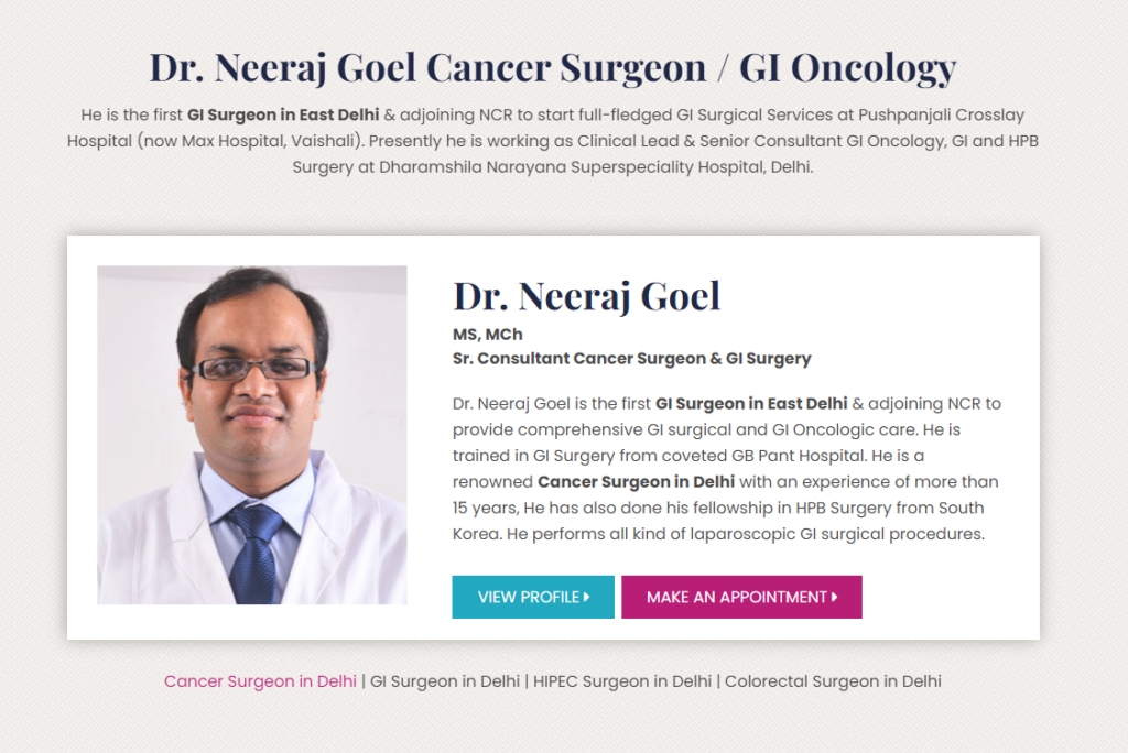 Breast Cancer Surgeon in Delhi: Dr. Neeraj Goel